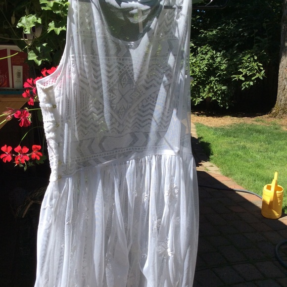 Free People white sheer dress /tunic  37” length - Picture 5 of 5